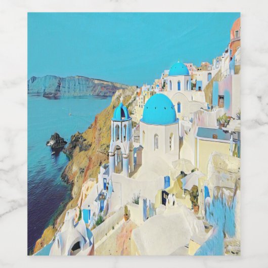 Étiquette Pour Bouteilles De Vin ldp SANTORINI - vue - (Étiquettes simples)