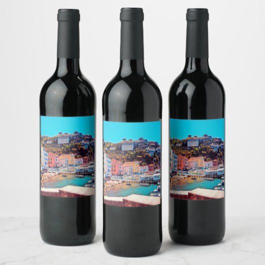 Étiquette Pour Bouteilles De Vin ldp SORRENTO - panorama - plage - (Bouteilles)
