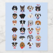 Étiquette Pour Bouteilles De Vin Le 4 Juillet Dog Visages (Étiquettes simples)