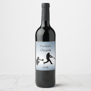 Étiquette Pour Bouteilles De Vin Le base-ball folâtre l'étiquette bleu de vin