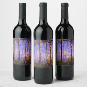 Étiquette Pour Bouteilles De Vin Le chemin secret du cerf - Paysage boisé étendu