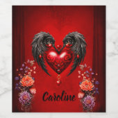Étiquette Pour Bouteilles De Vin Le coeur aux ailes noires (Étiquettes simples)