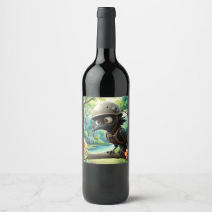 Étiquette Pour Bouteilles De Vin Le Corbeau Qui a Demandé des Conseils de Vol à un