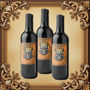 Étiquette Pour Bouteilles De Vin Le crâne ailé.