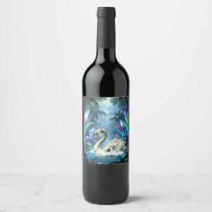 Étiquette Pour Bouteilles De Vin Le Cygne des Eaux Oubliées.