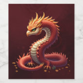 Étiquette Pour Bouteilles De Vin Le dragon serpent doré. (Étiquettes simples)