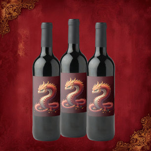 Étiquette Pour Bouteilles De Vin Le dragon serpent doré.