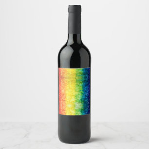 Étiquette Pour Bouteilles De Vin Le drapeau tie-dyé de SlipperyJoe's arc-en-ciel pr