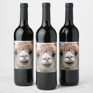 Étiquette Pour Bouteilles De Vin Le lama drôle d'alpaga ne me touchent pas crachen