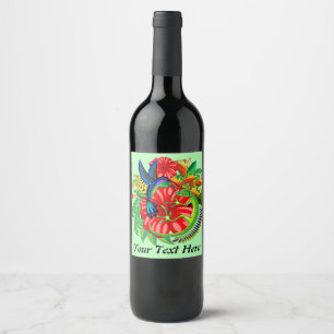 Étiquette Pour Bouteilles De Vin Le Lizard et le Colibri