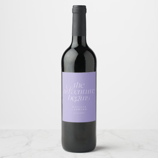 Étiquette Pour Bouteilles De Vin Le Mariage Commence Violet Aventure (Devant)