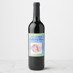 Étiquette Pour Bouteilles De Vin Le nouveau bébé "Sip d'accueil en pastel de