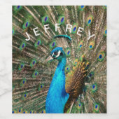 Étiquette Pour Bouteilles De Vin Le paon bleu (Étiquettes simples)