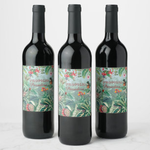 Étiquette Pour Bouteilles De Vin Le paradis fantastique de la forêt tropicale