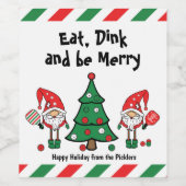 Étiquette Pour Bouteilles De Vin Le pickball de Noël (Étiquettes simples)