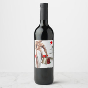 Étiquette Pour Bouteilles De Vin Le shopping de Noël de SlipperyJoe en spirale de p