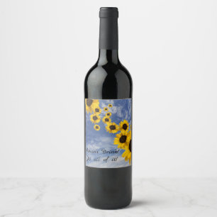 Étiquette Pour Bouteilles De Vin Le vin de Rowan ! Oui, tout ! Tournesols et ciel