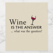 Étiquette Pour Bouteilles De Vin Le vin est la réponse drôle citation de vin (Étiquettes simples)