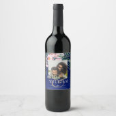 Étiquette Pour Bouteilles De Vin LeahG Mariage floral bleu vert tropical (Devant)