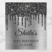 Étiquette Pour Bouteilles De Vin Lecteurs de Parties scintillant noire Silver Foil (Étiquettes simples)