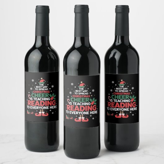 Étiquette Pour Bouteilles De Vin Lecture Enseignant Noël Elf Xmas Cheval (Bouteilles)