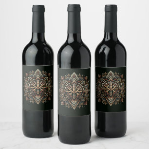Étiquette Pour Bouteilles De Vin Légendes nordiques enchantées : bouclier viking