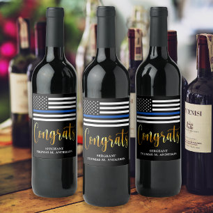 Étiquette Pour Bouteilles De Vin Légère Ligne Bleue Congrès de retraite de la polic