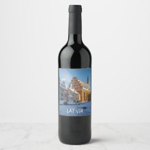 Étiquette Pour Bouteilles De Vin L'église Saint-Pierre en hiver à Riga, Lettonie