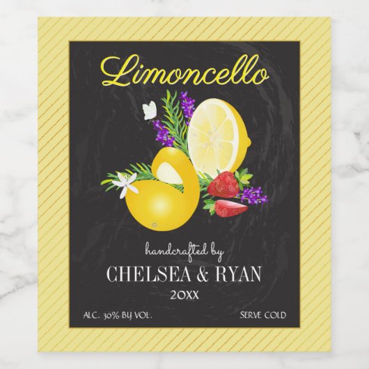Étiquette Pour Bouteilles De Vin Lemoncello Chalkboard Look Mariage (Étiquettes simples)
