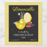 Étiquette Pour Bouteilles De Vin Lemoncello Chalkboard Look Mariage<br><div class="desc">Un bouquet de citron et fraise avec des sprigs de romarin et de lavande.</div>