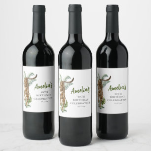 Étiquette Pour Bouteilles De Vin Léopard de la Jungle Aquarelle Nom pour fête d'ann