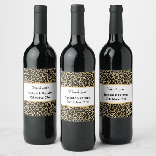 ÉTIQUETTE POUR BOUTEILLES DE VIN LEOPARD GOLD PERSONNALISÉ (Bouteilles)