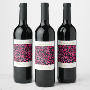 ÉTIQUETTE POUR BOUTEILLES DE VIN LEOPARD PATTERNEL ROSE ÉTIQUETTE DE VIN PERSONNALI