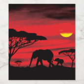 Étiquette Pour Bouteilles De Vin Les éléphants dans le Serengetti (Étiquettes simples)
