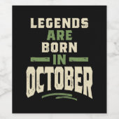 Étiquette Pour Bouteilles De Vin Les légendes sont nées en Octobre - Octobre Annive (Étiquettes simples)