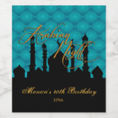 Étiquette Pour Bouteilles De Vin Les Nuits Arabes Élégantes Turquoise, (Étiquettes simples)