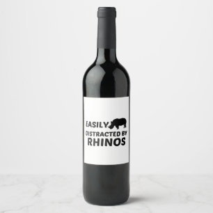 ÉTIQUETTE POUR BOUTEILLES DE VIN LES RHINOS FACILEMENT DISTRAITS