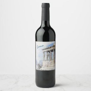 Étiquette Pour Bouteilles De Vin Les ruines des sites antiques aquarelles à Athènes