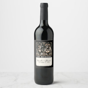 Étiquette Pour Bouteilles De Vin LES SQUELETTES DE TAROT DE MARIAGE Mariée & Marié