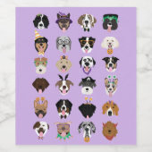 Étiquette Pour Bouteilles De Vin Les visages du chien d'Halloween (Étiquettes simples)