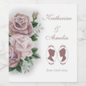 Étiquette Pour Bouteilles De Vin Lesbiennes Mariées Regency Rose Roses (Étiquettes simples)