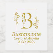 Étiquette Pour Bouteilles De Vin Lettre B botanique en or moderne (Étiquettes simples)