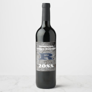 Étiquette Pour Bouteilles De Vin LETTRE BLEUE REUNION Familiale Rustique R MONO
