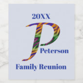 Étiquette Pour Bouteilles De Vin Lettre Cravate-teinture vive P Monogramme (Étiquettes simples)