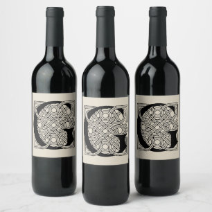 Étiquette Pour Bouteilles De Vin Lettre G Monogramme Nœud Celtique Vintage