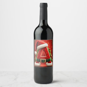 Étiquette Pour Bouteilles De Vin Lettre initiale de Noël A pour les cadeaux de fête