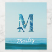 Étiquette Pour Bouteilles De Vin Lettre M Motif Océan (Étiquettes simples)