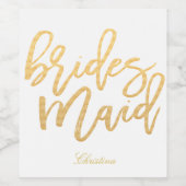 Étiquette Pour Bouteilles De Vin Lettres à main d'or - bridesmaid-2 (Étiquettes simples)