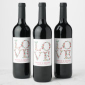 Étiquette Pour Bouteilles De Vin Lettres Floral LOVE Valentine's (Bouteilles)
