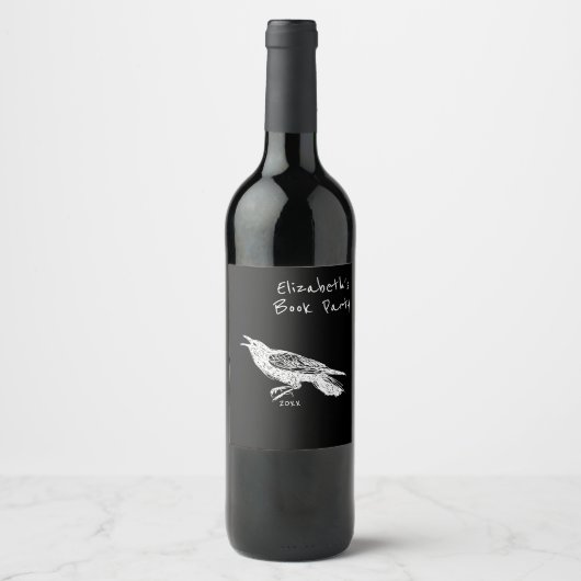 Étiquette Pour Bouteilles De Vin Levé À La Main, Corbeau (Devant)
